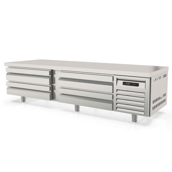 Vaiotec Topline Gastro-Unterbaukühltisch, 2-fach GN 2/1 mit 4 Schubladen, 2110 × 700 mm
