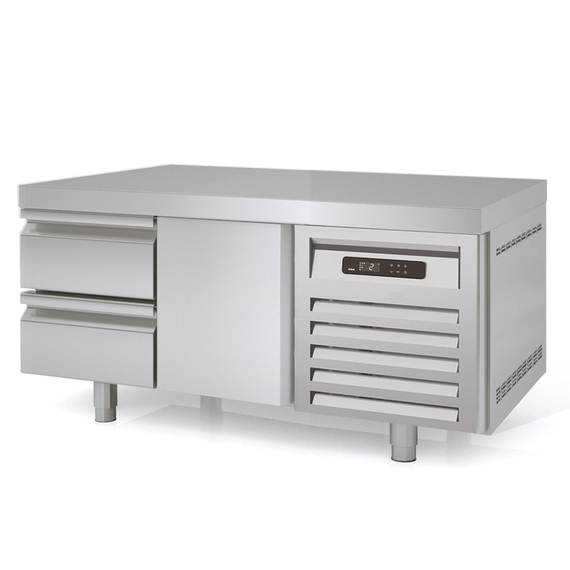 Vaiotec Topline Gastro-Unterbaukühltisch, 2-fach GN 1/1 mit 2 Schubladen, 1 Tür, 1345 × 700 mm