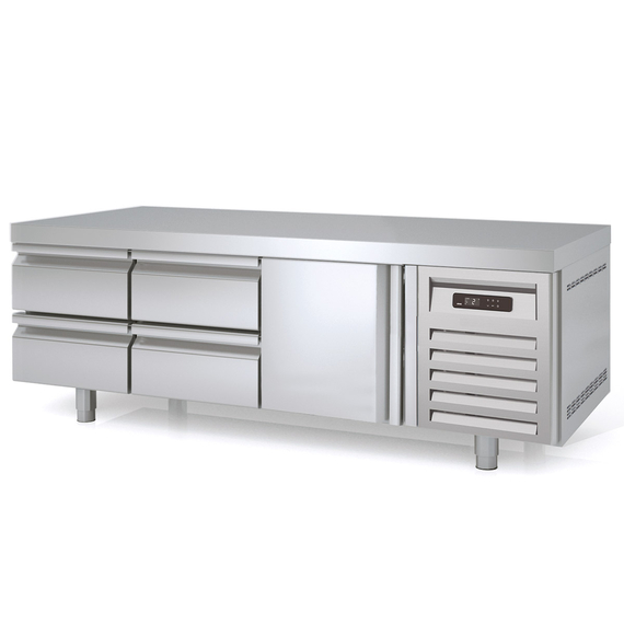 Vaiotec Topline Gastro-Unterbaukühltisch, 3-fach GN 1/1 mit 4 Schubladen, 1 Tür, 1795 × 700 mm