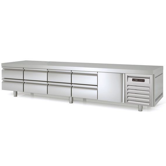 Vaiotec Topline Gastro-Unterbaukühltisch, 5-fach GN 1/1 mit 8 Schubladen, 1 Tür, 2695 × 700 mm