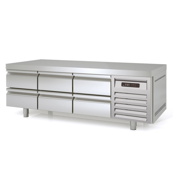 Vaiotec Topline Gastro-Unterbaukühltisch, 3-fach GN 1/1 mit 6 Schubladen, 1795 × 700 mm
