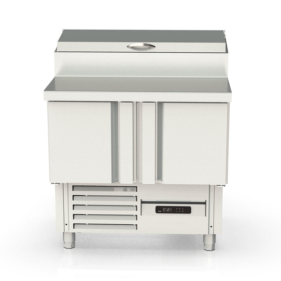 Vaiotec Topline Gastro-Belegstation, 2-fach mit Türen, Edelstahlaufsatz, GN 1/4, 925 × 700 mm