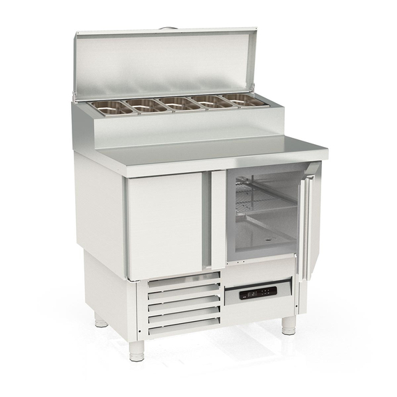 Vaiotec Topline Gastro-Belegstation, 2-fach mit Türen, Edelstahlaufsatz, GN 1/4, 925 × 700 mm, Bild 2
