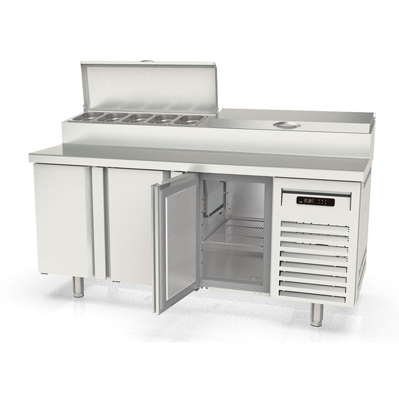 Vaiotec Topline Gastro-Belegstation, 3-fach mit Türen, Edelstahlaufsatz, GN 1/4, 1795 × 700 mm, Bild 2