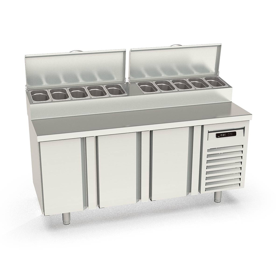 Vaiotec Topline Gastro-Belegstation, 3-fach mit Türen, Edelstahlaufsatz, GN 1/6, 1795 × 700 mm, Bild 3