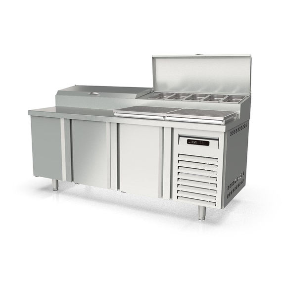 Vaiotec Topline Gastro-Belegstation, 3-fach mit Türen, EN 60x40, Edelstahlaufsatz, GN 1/3, 2020 × 800 mm, Bild 3