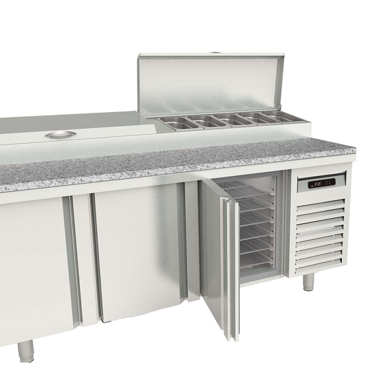 Vaiotec Topline Gastro-Belegstation, 3-fach mit Türen, EN 60x40, Edelstahlaufsatz, GN 1/3, 2020 × 800 mm, Bild 4