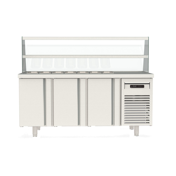 Vaiotec Topline Kebabstation, 3-fach mit Türen, Glasaufsatz mit Zwischenetage, GN 1/3, 1795 × 700 mm, Bild 3