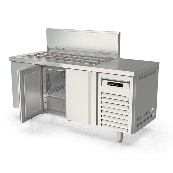 Vaiotec Topline Gastro-Saladette, 3-fach mit Türen, Edelstahldeckel, GN 1/6, 1795 × 700 mm, Bild 3