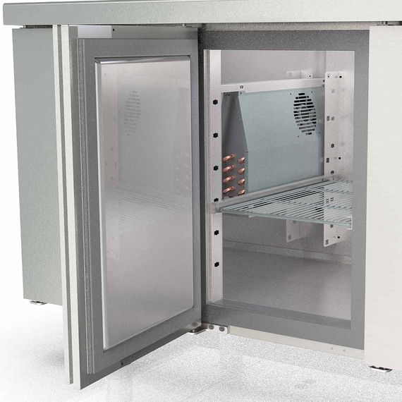 Vaiotec Topline Gastro-Saladette, 3-fach mit Türen, Edelstahldeckel, GN 1/6, 1795 × 700 mm, Bild 4