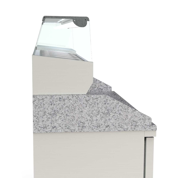 Vaiotec Topline Gastro-Pizzatisch, 3-fach mit Türen, Granitplatte grau, inkl. Gastro-Kühlaufsatz, GN 1/4, 1370 × 700 mm, Bild 4