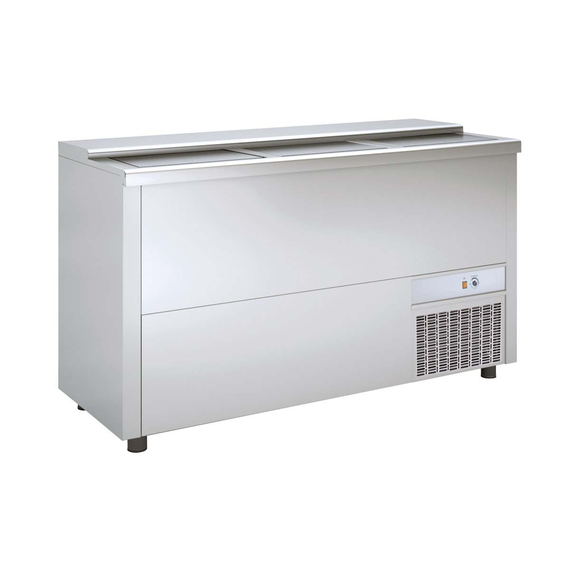 Vaiotec Topline Gastro-Getränkekühltruhe mit 3 Edelstahlschiebedeckeln, 420 Liter, 1500 × 550 mm