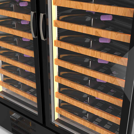 Vaiotec Topline Weinkühlschrank Schwarz, 1010 Liter, 210 Flaschen, 2 Zonen, 1370 × 735 mm, Bild 3