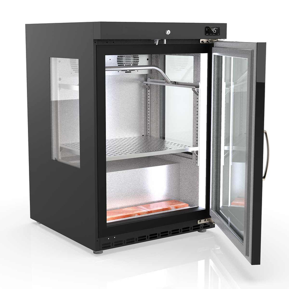 Vaiotec Topline Gastro-Reifeschrank Dry-Aging Schwarz,120 Liter, 20 kg Fleisch, Seitenfenster, 600 × 650 mm, Bild 2
