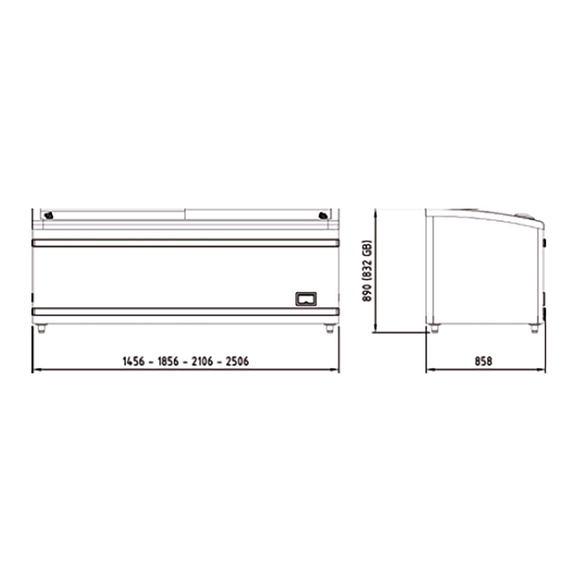Vaiotec Topline Gastro-Kühl- und Tiefkühltruhe 850 mit Glasschiebedeckel, Schwarz, Kopfendtruhe für Kombinationen, LED, 1856 × 858 mm, Bild 2