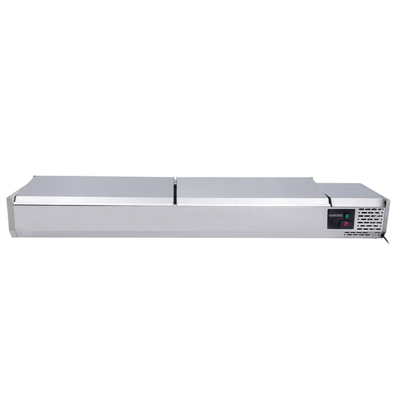 Vaiotec Gastro-Kühlaufsatz mit Edelstahldeckel, 9 x GN 1/3, 1980 × 395 mm