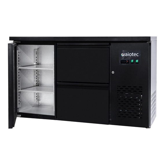 Vaiotec Gastro-Barkühltisch schwarz, 1 Tür & 2 Schubladen – 280 l, 1465 × 520 mm, Bild 2