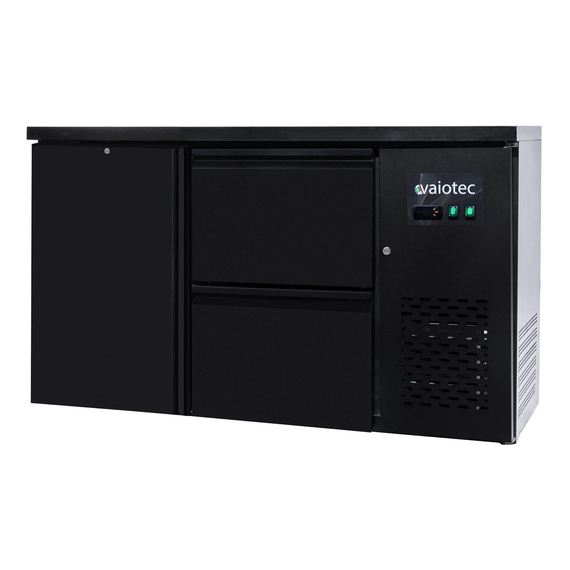 Vaiotec Gastro-Barkühltisch schwarz, 1 Tür & 2 Schubladen – 280 l, 1465 × 520 mm, Bild 3