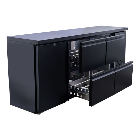 Vaiotec Gastro-Barkühltisch schwarz, 1 Tür & 4 Schubladen – 425 l, 2005 × 520 mm, Bild 2