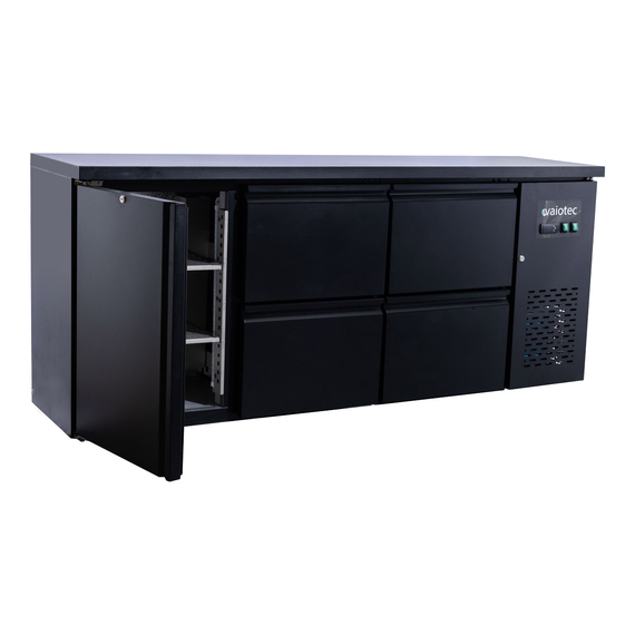 Vaiotec Gastro-Barkühltisch schwarz, 1 Tür & 4 Schubladen – 425 l, 2005 × 520 mm, Bild 4