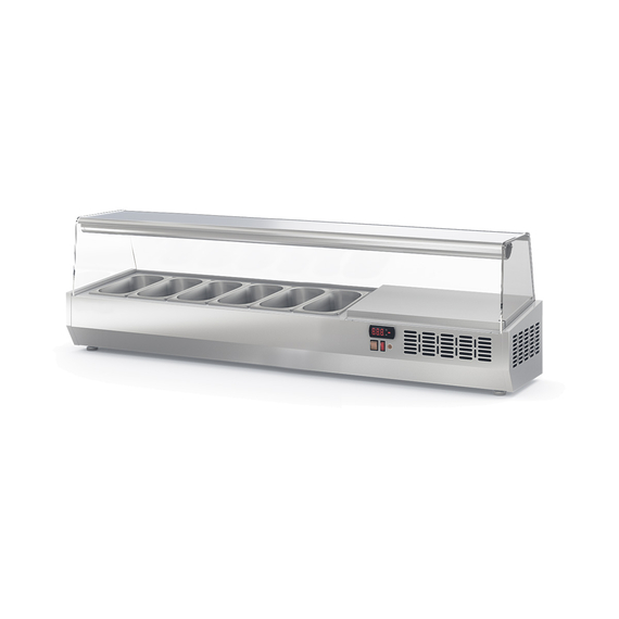 Vaiotec Topline Gastro-Kühlaufsatz mit Glasabdeckung 6xGN1/4, 1495 × 336 mm