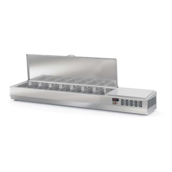 Vaiotec Topline Gastro-Kühlaufsatz mit Edelstahldeckel 8xGN1/3, 2020 × 396 mm