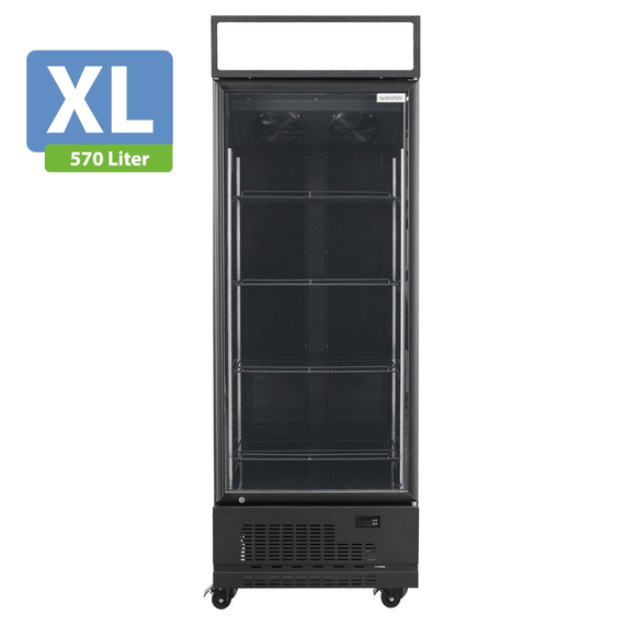 Vaiotec Topline Gastro-Getränkekühlschrank 1 Tür, 570 Liter XL, mit Leuchtaufsatz schwarz, 750 × 742 mm