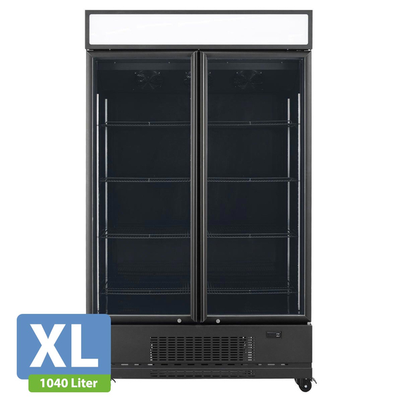 Vaiotec Topline Gastro-Getränkekühlschrank 2 Türen, 1040 Liter XL, mit Leuchtaufsatz schwarz, 1280 × 742 mm, Bild 2