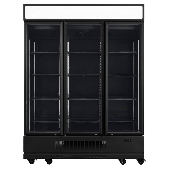 Vaiotec Topline Gastro-Getränkekühlschrank 3 Türen, 1360 Liter XL, mit Leuchtaufsatz schwarz, 1640 × 742 mm, Bild 3