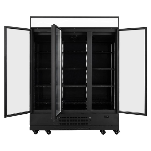 Vaiotec Topline Gastro-Getränkekühlschrank 3 Türen, 1360 Liter XL, mit Leuchtaufsatz schwarz, 1640 × 742 mm, Bild 5