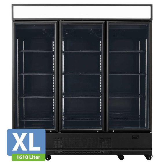 Vaiotec Topline Gastro-Getränkekühlschrank 3 Türen, 1610 Liter XL, mit Leuchtaufsatz schwarz, 1919 × 742 mm, Bild 2