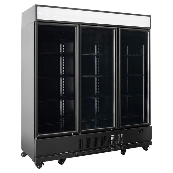 Vaiotec Topline Gastro-Getränkekühlschrank 3 Türen, 1610 Liter XL, mit Leuchtaufsatz schwarz, 1919 × 742 mm, Bild 4