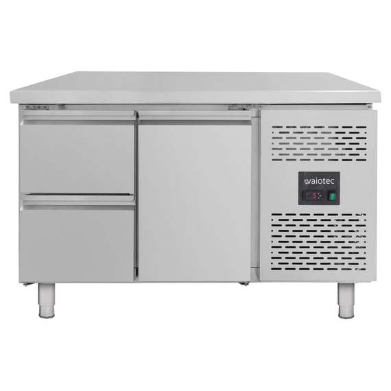 Vaiotec Gastro-Kühltisch, 1 Tür & 2 Schubladen – Monoblock, 1360 × 700 mm