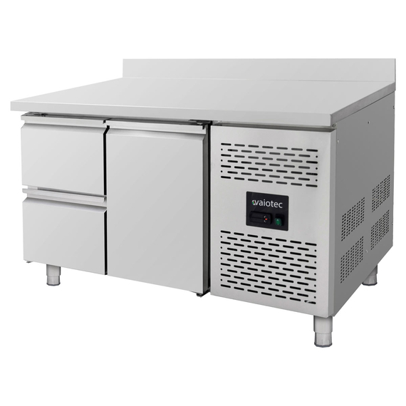 Vaiotec Gastro-Kühltisch, 1 Tür & 2 Schubladen inkl. Aufkantung – Monoblock, 1360 × 700 mm, Bild 2