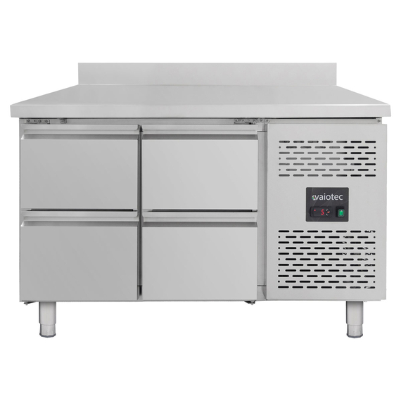 Vaiotec Gastro-Kühltisch, 4 Schubladen inkl. Aufkantung – Monoblock, 1360 × 700 mm