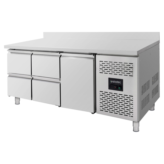 Vaiotec Gastro-Kühltisch, 1 Tür & 4 Schubladen inkl. Aufkantung – Monoblock, 1795 × 700 mm, Bild 2