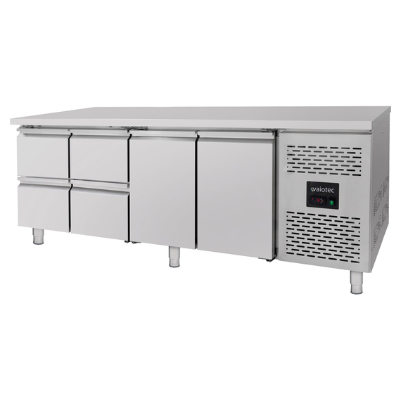 Vaiotec Gastro-Kühltisch, 2 Türen & 4 Schubladen – Monoblock, 2230 × 700 mm, Bild 2
