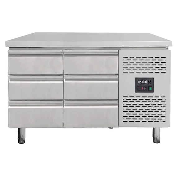 Vaiotec Gastro-Kühltisch, 6 Schubladen – Monoblock, 1360 × 700 mm