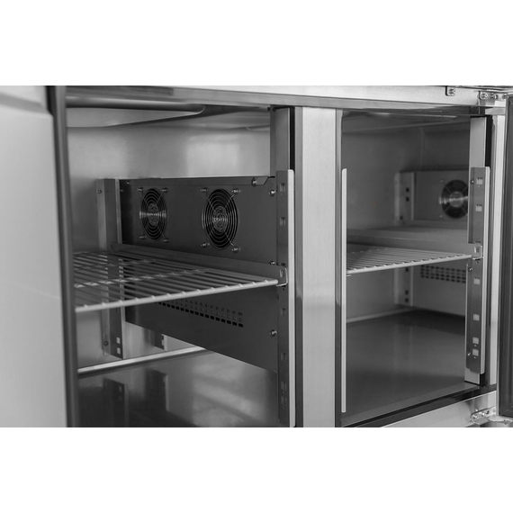 Vaiotec Salattheke, 2-fach mit Türen, Glasaufbau, für 4x GN 1/1 grau, 1500 × 800 mm, Bild 2
