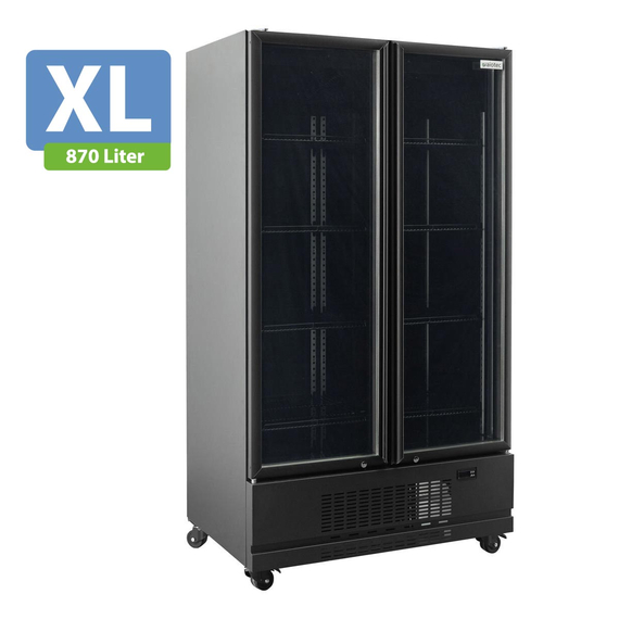 Vaiotec Topline Gastro-Getränkekühlschrank 2 Türen, 870 Liter XL, schwarz, 1090 × 742 mm