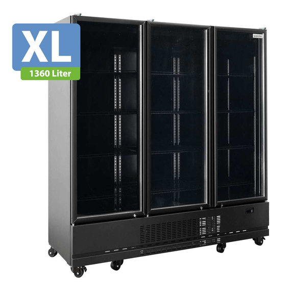 Vaiotec Topline Gastro-Getränkekühlschrank 3 Türen, 1360 Liter XL,schwarz, 1640 × 742 mm