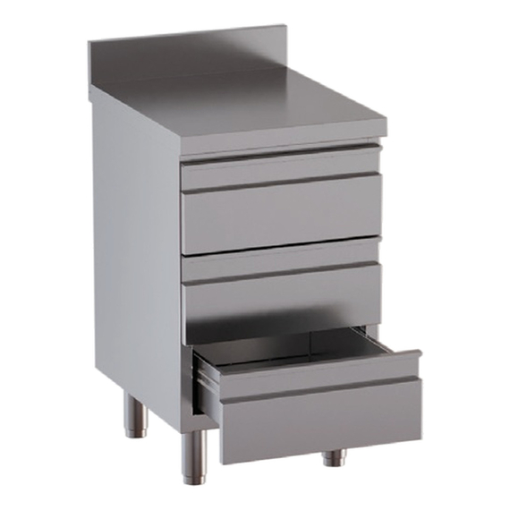 Vaiotec Topline Gastro-Schubladenschrank, 3 Schubladen & Aufkantung, 400 × 600 mm