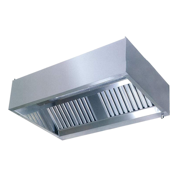 Vaiotec Gastro-Kasten-Wandhaube mit Motor und Regler, LED Beleuchtung, Filter Typ B, Edelstahl, 2200 × 900 mm