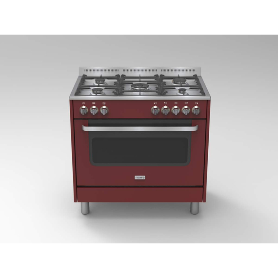 SARO Multifunktionsherd Gas/Elektro Modell TS95C61LVI bordeaux, Farbe: Rot, Bild 3