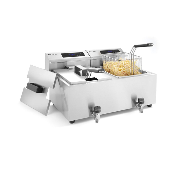 Hendi Friteuse Profi Line digital- mit Ablasshahn 2 x 8 l, Profi Line, 16L, 230V/7000W, 605x515x(H)350mm, Bild 5