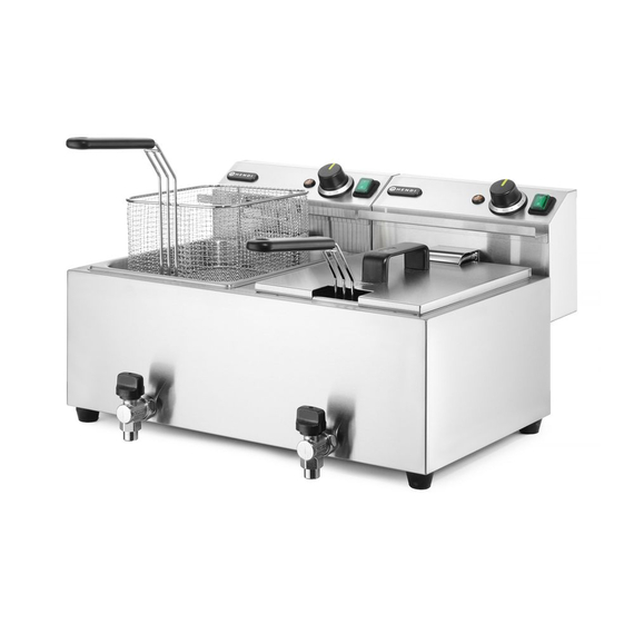 Hendi Fritteuse Profi Line mit Ablasshahn, 2×8 l, Profi Line, 16L, 230V/7000W, 610x515x(H)369mm, Bild 3