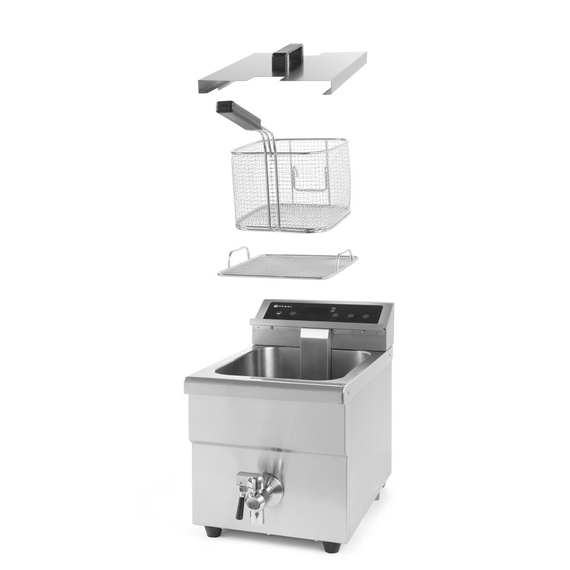 Hendi Induktionsfritteuse mit Ablasshahn - 8 l, 8L, Hellgrau, 230V/3500W, 288x619x(H)408mm, Bild 5