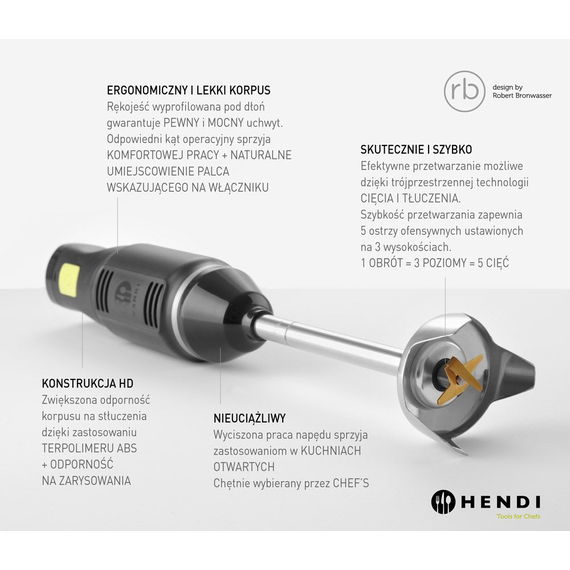 Hendi Stabmixer BLEND, designed by Robert Bronwasser, 220-240V/250W, ⌀71x(H)450mm, Bild 5