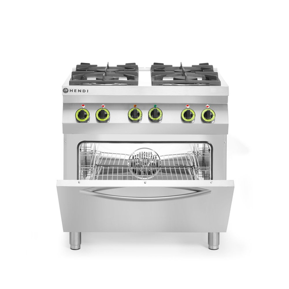 Hendi Gasherd 4-flammig mit Ofen GN 1/1, Kitchen Line, 230V/3000W, 19kW, 800x722x(H)900mm, Bild 5