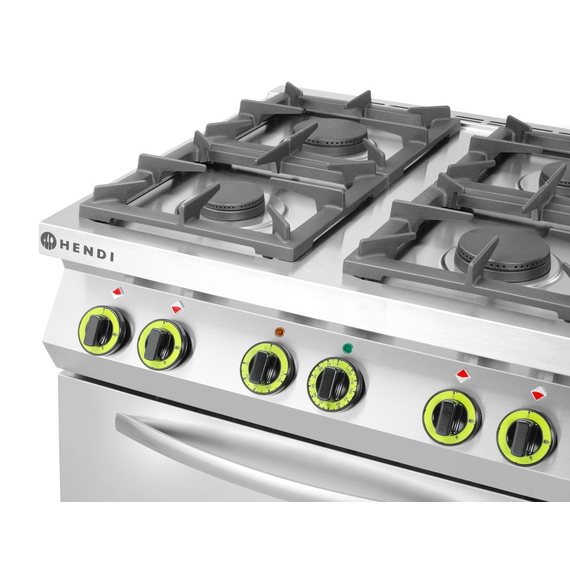 Hendi Gasherd 4-flammig mit Ofen GN 1/1, Kitchen Line, 230V/3000W, 19kW, 800x722x(H)900mm, Bild 9